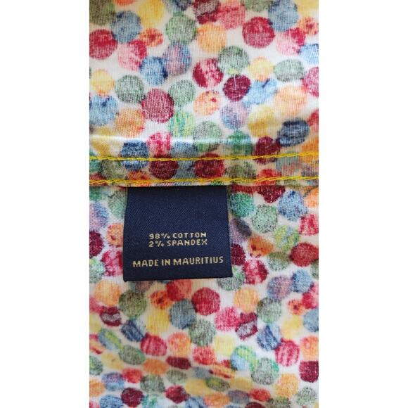 Cremieux Premium Denim Shirt XL Yellow Maroon Printed Stretch  Button-Up Sz L - Picture 6 of 11